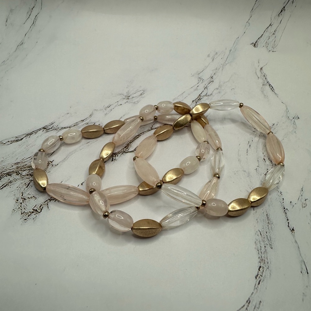 Lane Bryant Gold and Pink Beaded Bracelets